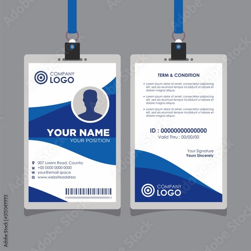Professional Abstract Blue Wave Modern Id Card Design Template Vector Image
