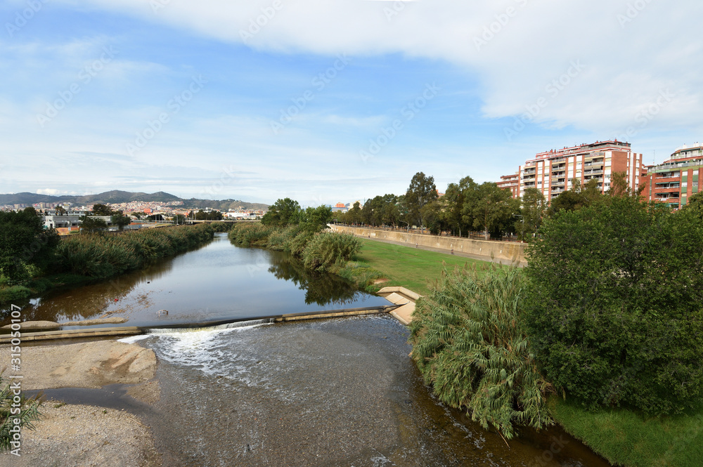 River Besos Sant Adria de Besos, Barcelona province, Catalonia, Spain (Photo from the C-31 road bridge)
