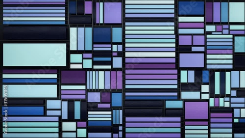 Abstract 3d render background made of dynamic rectangular shapes and thin lines. Simple geometric forms. Loopable sequence. 