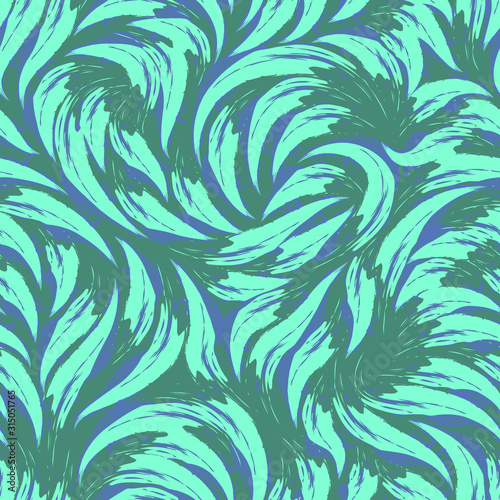 Bright vector abstract texture in trendy Aqua Menthe colors 2020. Pattern from strokes of turquoise paint for printing on textiles or wrapping paper