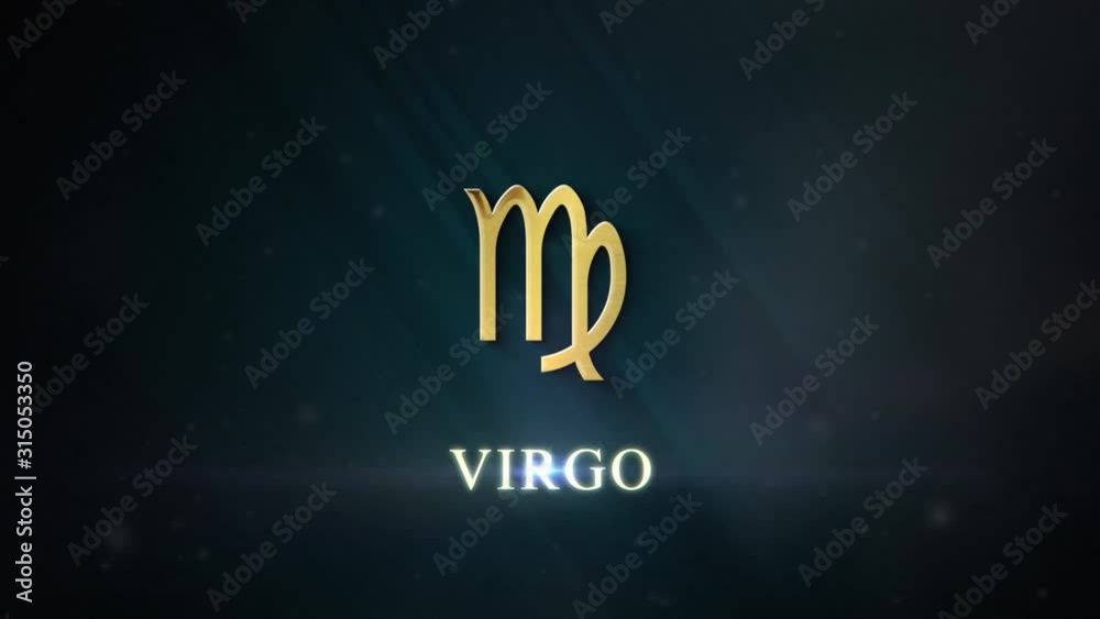 3D intro in gold of the Astrological sign Virgo with text