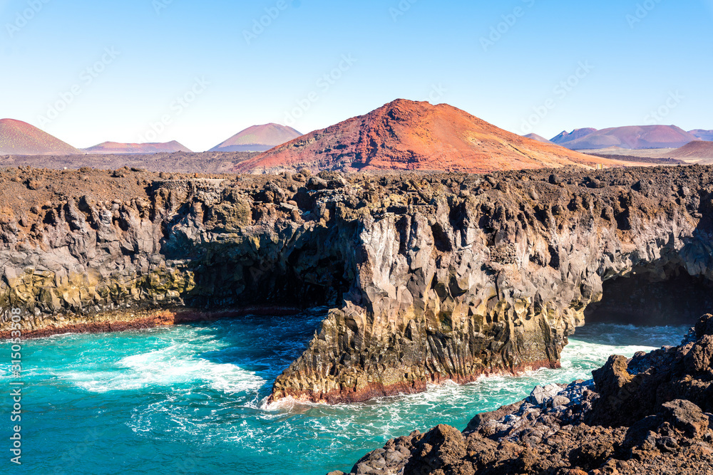 Cliffs, Los Hervideros, Lanzarote, Canary Islands. Spain