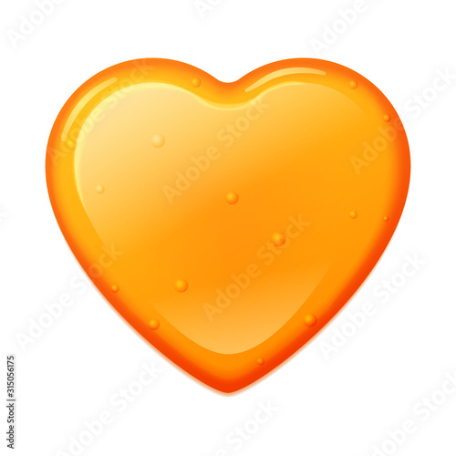 Honey heart shape isolated on a white background