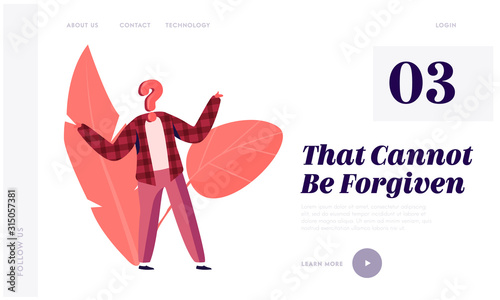 Hypocrisy and Identity Website Landing Page. Unrecognizable Anonymous Person with Question Mark Instead of Head Shrug. Confusing Situation, Asking Web Page Banner. Cartoon Flat Vector Illustration