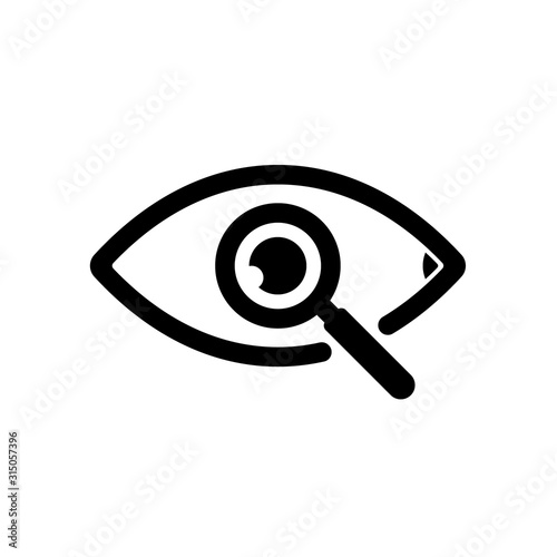 magnifier eye outline icon, find icon, investigate concept symbol