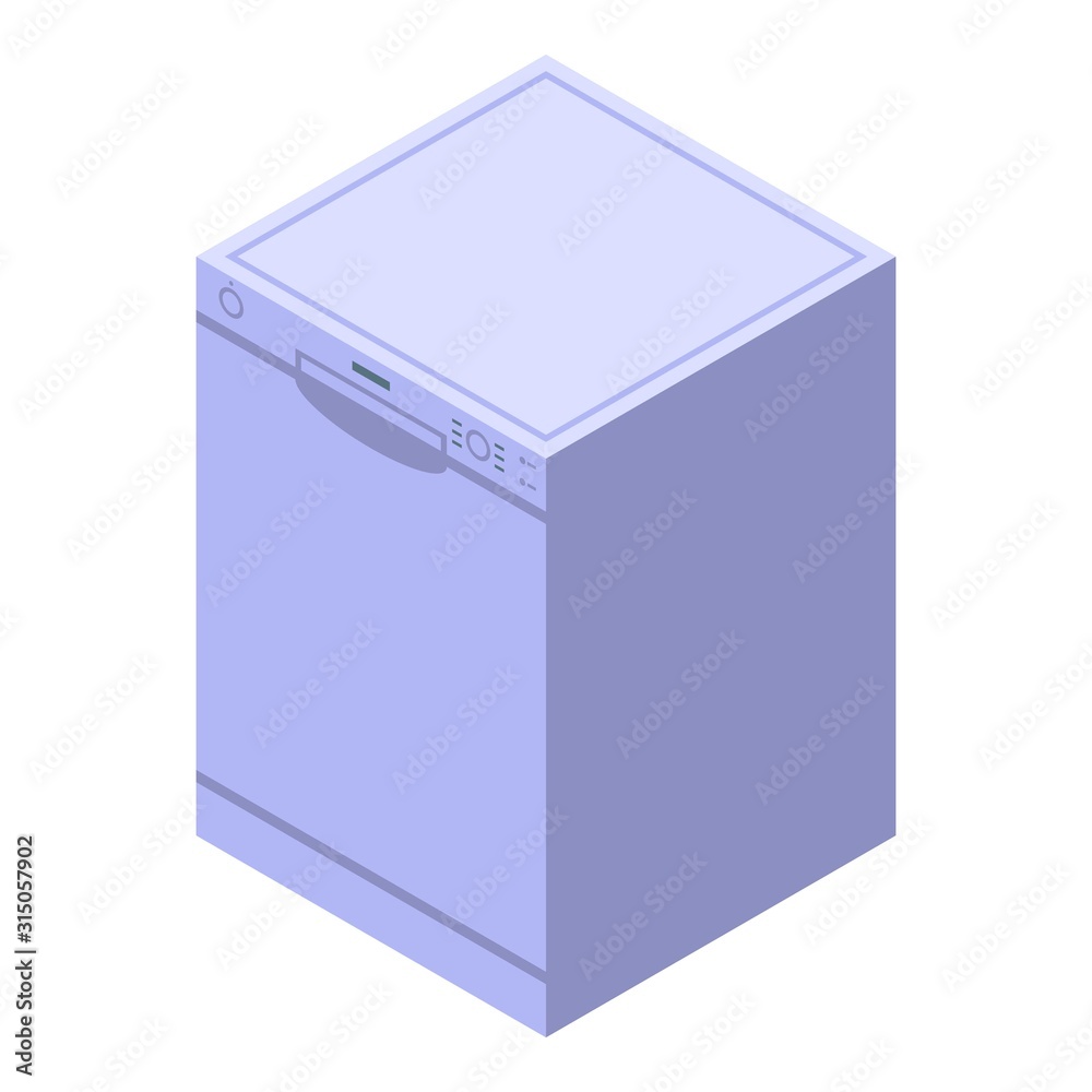 Dishwasher icon. Isometric of dishwasher vector icon for web design isolated on white background Dishwasher icon. Isometric of dishwasher vector icon for web design isolated on white background