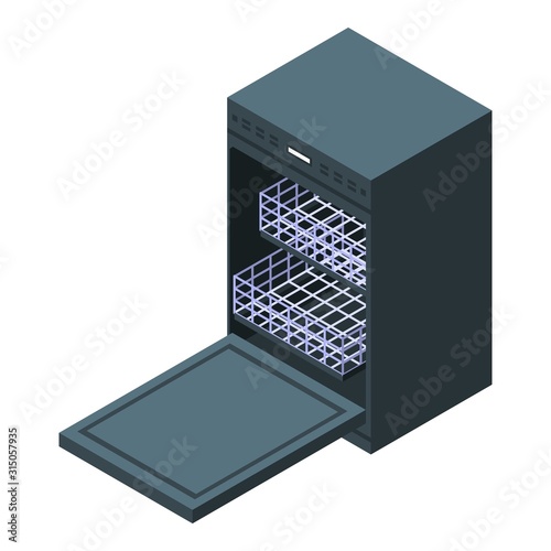 Modern dishwasher icon. Isometric of modern dishwasher vector icon for web design isolated on white background