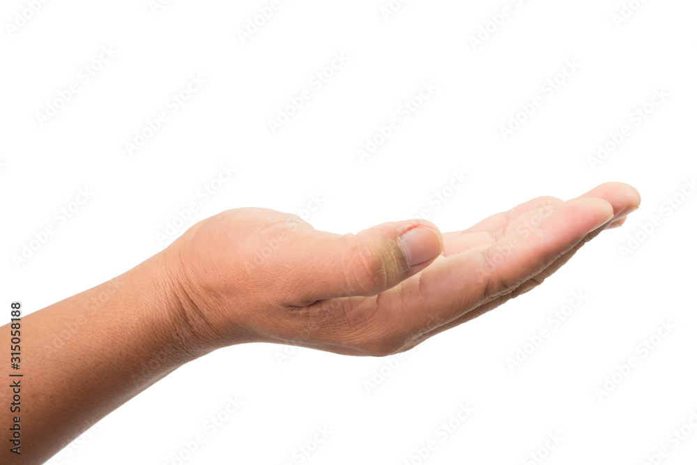 Abstract young man's hand on white background Abstract young man's hand on white background