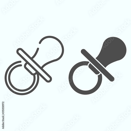 Kids nipple line and glyph icon. Babys pacifier vector illustration isolated on white. Kids soother outline style design, designed for web and app. Eps 10.