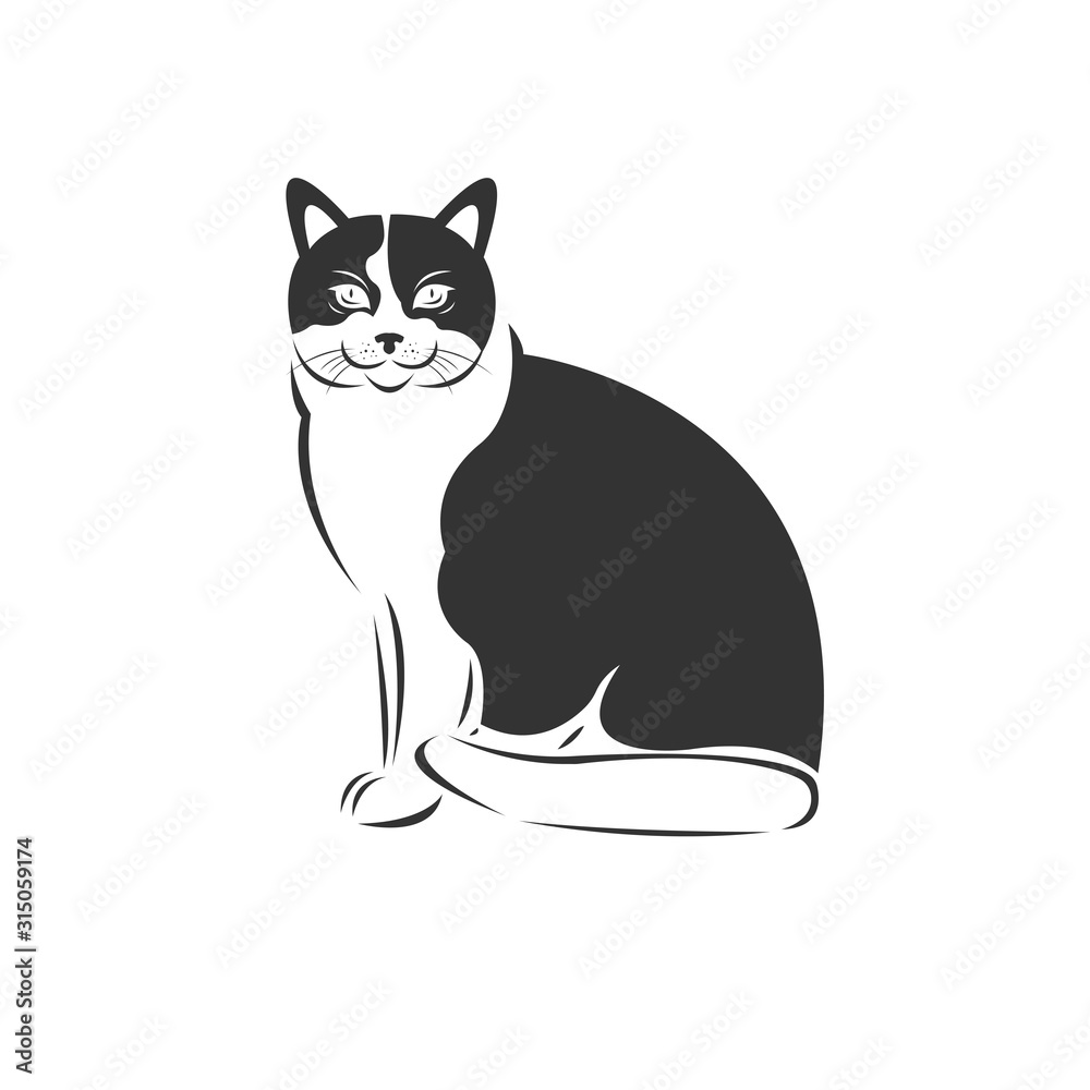 Vector of cat on a white background, Animal. Pet. Easy editable layered ...