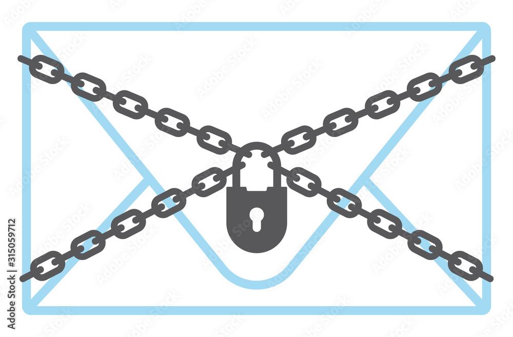 Vector letter protected by chain with padlock. Isolated in white background. Vector letter protected by chain with padlock. Isolated in white background.