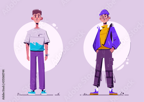 Fashionable guy. Character design. Cartoon vector flat illustration. 