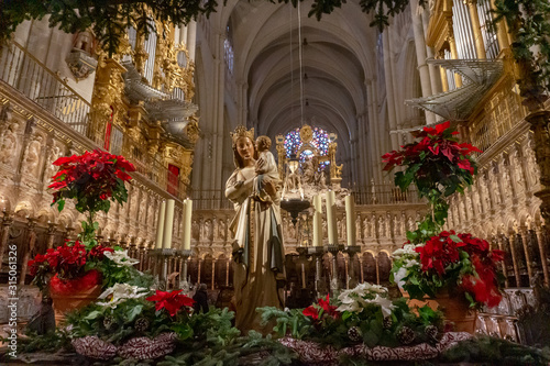 view of interior of the Holy Church Cathedral in Toledo  Spain