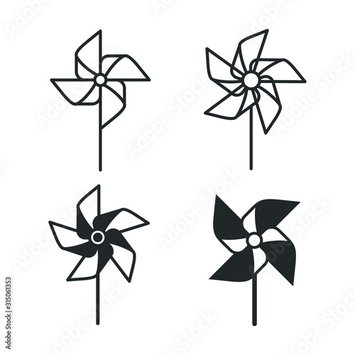 pinwheel Windmill toytemplate color editable. apple fruit symbol vector sign isolated on white background illustration for graphic and web design. photo