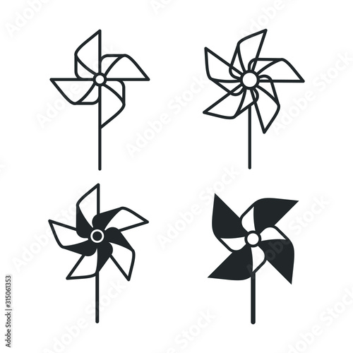 pinwheel Windmill toytemplate color editable. apple fruit symbol vector sign isolated on white background illustration for graphic and web design.