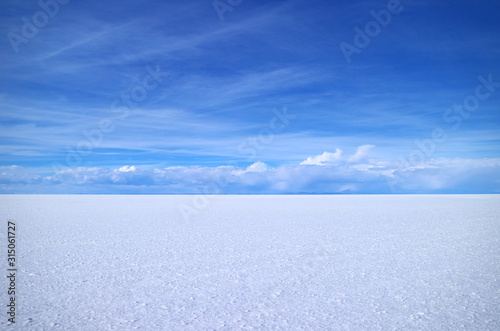 Panoramic View of Salar de Uyuni Salt Flats, UNESCO World Heritage Site in Bolivia, South America