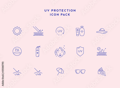 Skin care line icons. Sunscreen, UV Defence Vector Thin Line Icons. Sunscreen, Suntan Rules Linear Illustrations. Summer, Seaside Vacations Cosmetics.