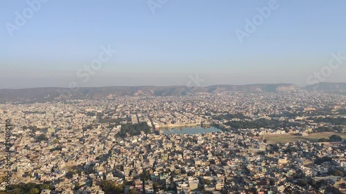 Panning video from left to right of the skyline of Jaipur City photo