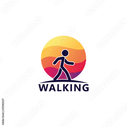 Walking Simple Logo Template Design