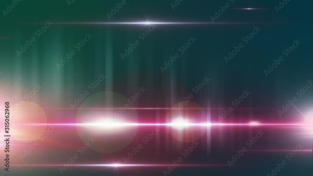 Lens flare light and string of bright glows moving orizontal over black black background. Lens flare light and string of bright glows moving orizontal over black black background.