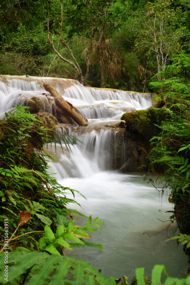 Beautiful Kung Si waterfall at Luang Prabang in Laos, Natural background Beautiful Kung Si waterfall at Luang Prabang in Laos, Natural background
