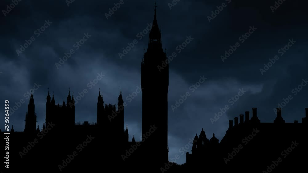 Big Ben Clock Tower and Palace of Westminster in London, Lightning and Storm Big Ben Clock Tower and Palace of Westminster in London, Lightning and Storm