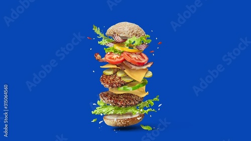 Video of dancing homemade fresh cheeseburger.