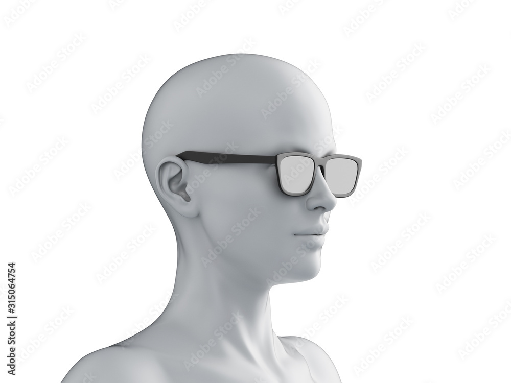 3d rendered illustration of an abstract white female head with sunglasses 3d rendered illustration of an abstract white female head with sunglasses