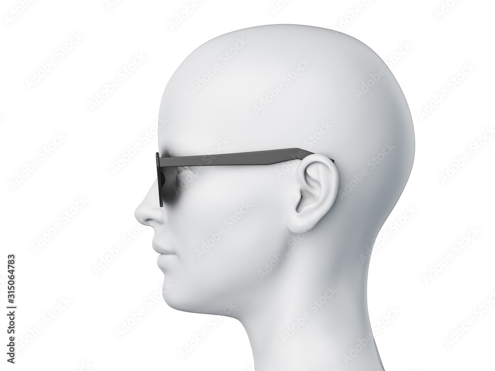 3d rendered illustration of an abstract white female head with sunglasses 3d rendered illustration of an abstract white female head with sunglasses