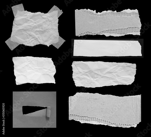 Wallpaper Mural Set of torn paper texture on black background, copy space. Torontodigital.ca