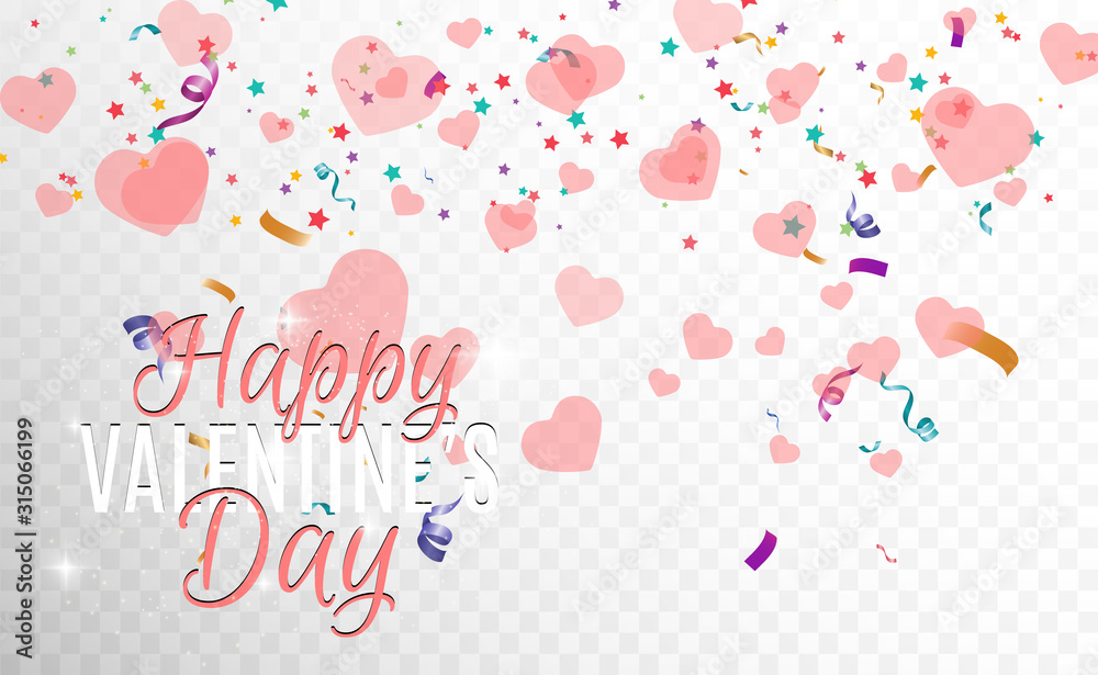 Happy Valentine's Day vector illustration on a beautiful background with beautiful hearts.	