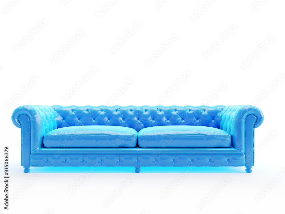 3d rendered object illustration of an abstract blue couch