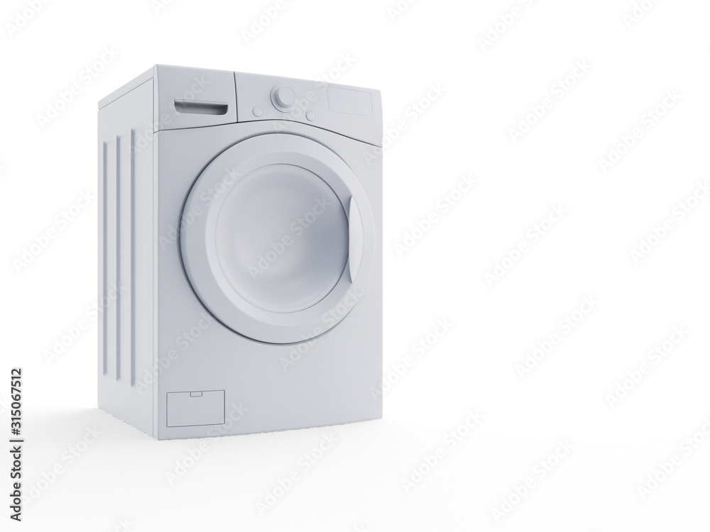 3d rendered object illustration of an abstract white washing machine