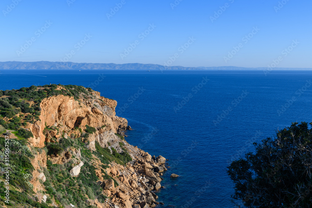 Beautiful rocky coastline and blue sea