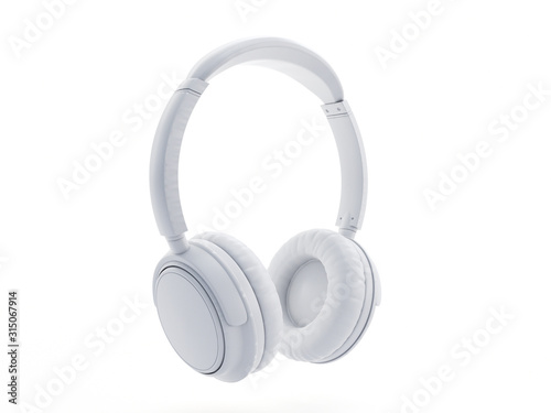 3d rendered object illustration of an abstract white headphones photo