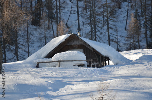 winter ski chalet and cabin in snow mountain © Paolo Marchetti