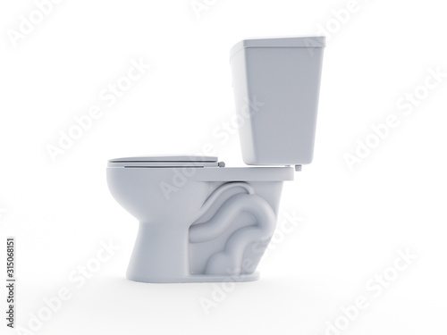 3d rendered object illustration of an abstract white toilet
