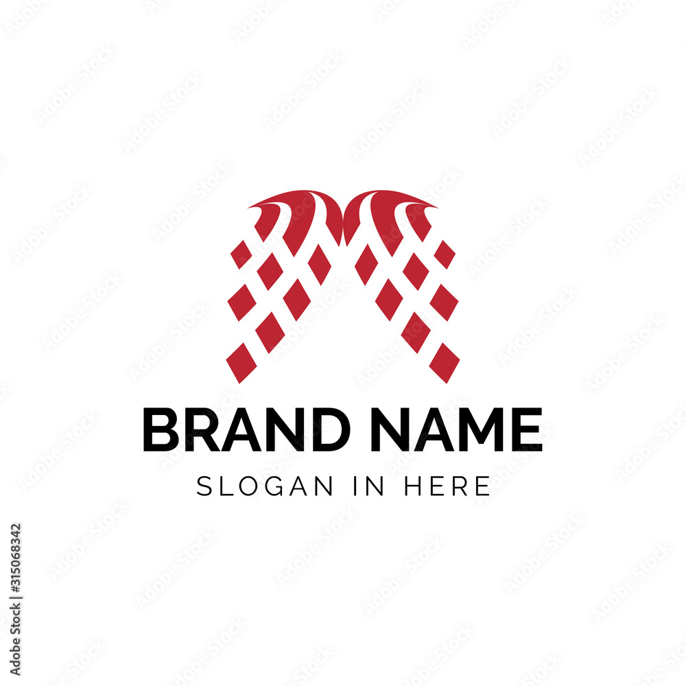 Obraz premium M letter with abstract style and square bit logo icon design illustration