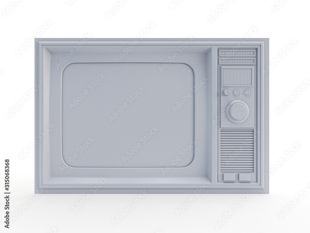 3d rendered object illustration of an abstract white old television 3d rendered object illustration of an abstract white old television