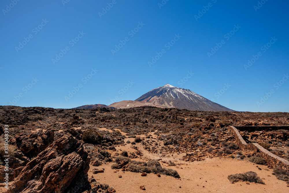 View of the Teide volcano from the Guajara peak, Tenerife, Spain.  Teide National Park