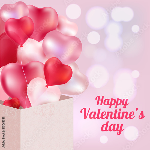 balloons out of the box Valentine's day vector