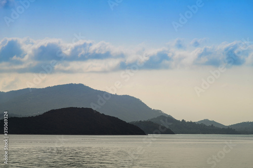 samui island under blue sky as travel background