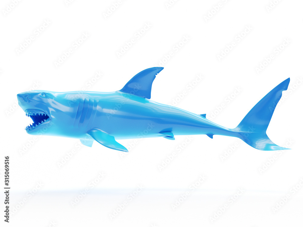 3d rendered object illustration of an abstract blue shark