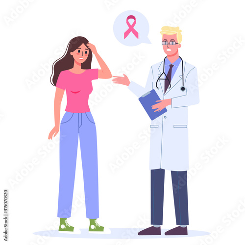 Doctor saying a patient she have a cancer. Medical diagnosis concept.