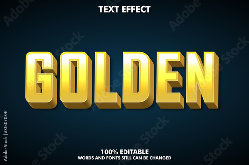 Golden alphabet template, realistic 3D font effect