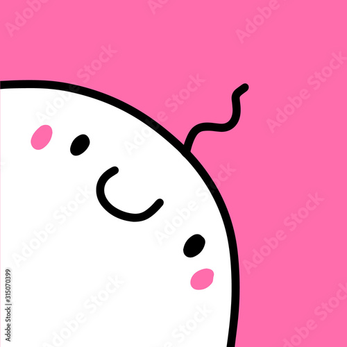 Pink cheerful hand drawn vector illustration in cartoon comic style white head logo