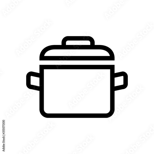 Stew pan icon on white background.