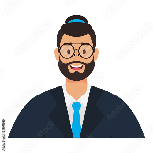 young man with beard and hat character