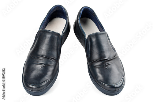 Blue men's shoes on a white background