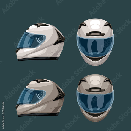 racing helmets set on blue photo